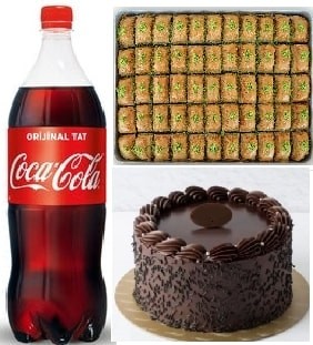 Mutluluk Paketi Klasik Yaş Pasta Fıstıklı Baklava ve Cola